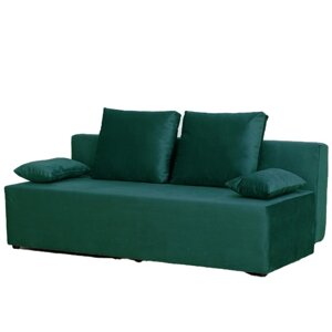 Прямой диван «Бёрн», механизм еврокнижка, велюр, цвет зелёный