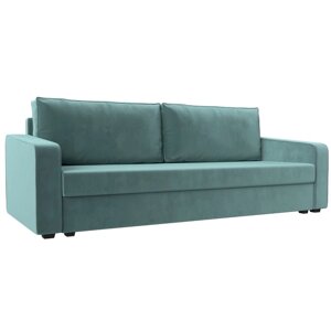 Прямой диван «Лига 009», механизм еврокнижка, велюр, цвет бирюзовый