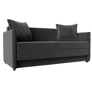 Прямой диван «Лига 011», механизм раскладной, велюр, цвет серый