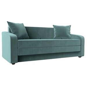 Прямой диван «Лига 013», механизм раскладной, велюр, цвет бирюзовый