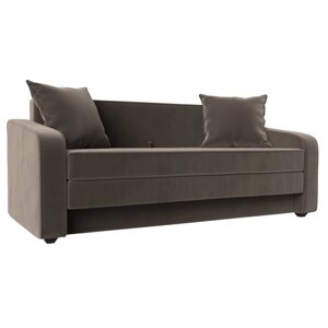 Прямой диван «Лига 013», механизм раскладной, велюр, цвет коричневый