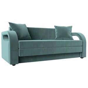 Прямой диван «Лига 014», механизм раскладной, велюр, цвет бирюзовый