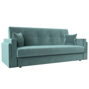 Прямой диван «Лига 015», механизм книжка, велюр, цвет бирюзовый