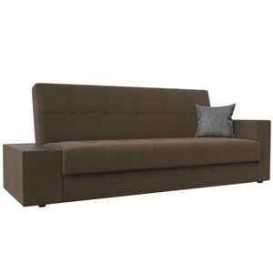 Прямой диван «Лига 020», механизм книжка, стол слева, рогожка, цвет коричневый / серый