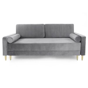 Прямой диван «Марсель», механизм тик-так, блок независимых пружин, велюр, цвет графит