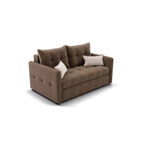 Прямой диван «Палермо», механизм выкатной, велюр, цвет селфи 03 / подушки 01