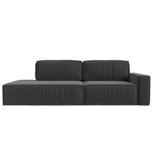 Прямой диван «Прага модерн», механизм еврокнижка, подлокотник справа, велюр, цвет серый