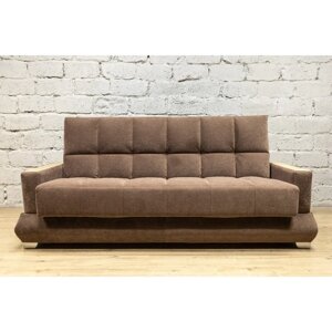Прямой диван «Прайм 5», книжка, микровелюр, НПБ, цвет шоколадный / МДФ светлый