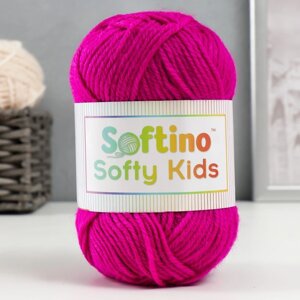 Пряжа 100% акрил "Softy Kids" 90м 5м 50 гр цвет 28 ярко-розовый