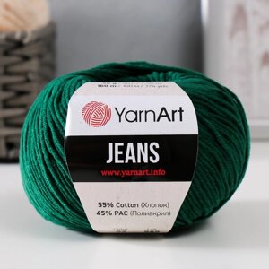 Пряжа "Jeans" 55% хлопок, 45% акрил 160м/50гр (92 т. зеленый)