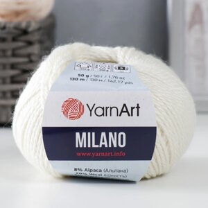 Пряжа "Milano" 8%альпака, 20%шерсть, 8%вискоза, 64%акрил 130м/50гр (852 молочный)