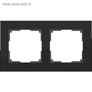 Рамка на 2 поста WL11-Frame-02, цвет черный алюминий