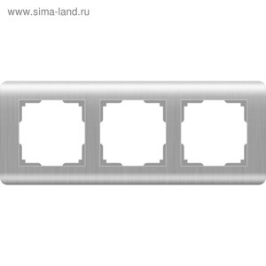 Рамка на 3 поста WL12-Frame-03, цвет серебряный