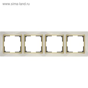 Рамка на 4 поста WL03-Frame-04-ivory-GD, цвет золото, слоновая кость