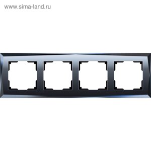 Рамка на 4 поста WL08-Frame-04, цвет черный, материал стекло