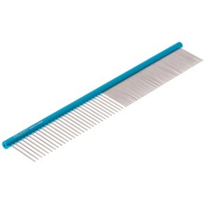 Расчёска DeLIGHT алюминиевая, 30 см, с круглой ручкой, 86 зубьев 36 мм, чёрно-синяя