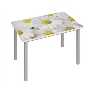 Раздвижной стол «Фристайл 3», 1000/1420632745 мм, ЛДСП / стекло / металл, цвет ромашка