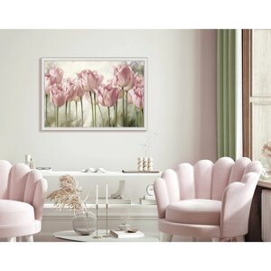 Репродукция картины «Розовые тюльпаны. 2», 50х70, рама (45-A355)