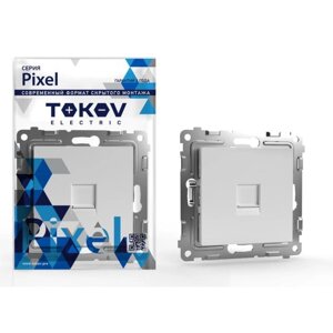 Розетка компьютерная TOKOV electric, pixel, мех. 1 место, RJ45, кат. 5E, белый, TKE-PX-RC1-C01