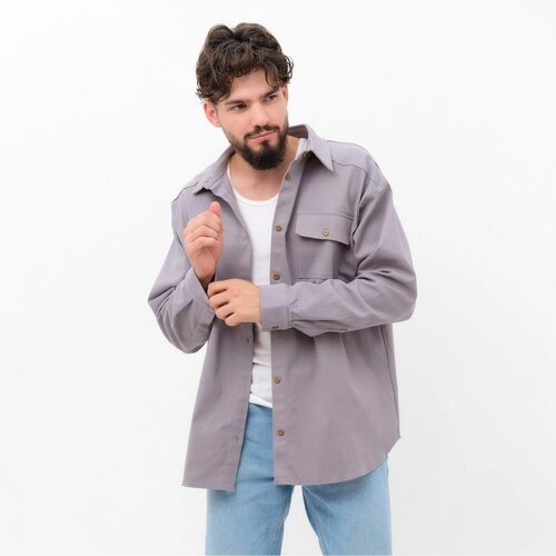 Рубашка мужская MIST oversize размер 48, светло-серый