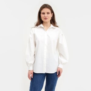 Рубашка женская с объёмными рукавами MINAKU: Casual Collection цвет белый, р-р 50