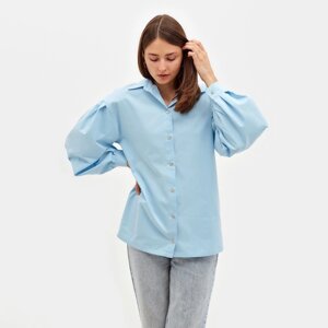 Рубашка женская с объёмными рукавами MINAKU: Casual Collection цвет голубой, р-р 42