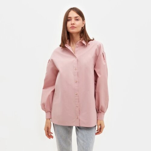 Рубашка женская с объёмными рукавами MINAKU: Casual Collection цвет темно-розовый, р-р 44
