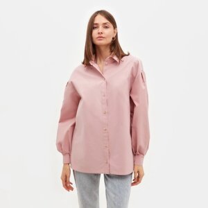 Рубашка женская с объёмными рукавами MINAKU: Casual Collection цвет темно-розовый, р-р 46