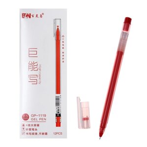 Ручка гелевая 0,5мм красная, бесстержневая, корпус треугольный, иголчатый пишущий узел