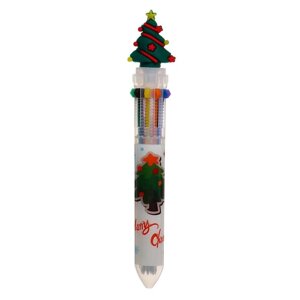 Ручка шариковая, автоматическая "Новый год Санта", 10-ти цветная