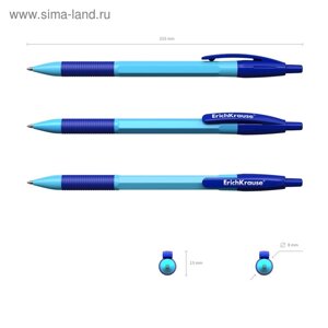 Ручка шариковая ErichKrause R-301 Neon Matic & Grip, узел 0.7 мм, автоматическая, стержень синий, корпус МИКС (4 цвета)