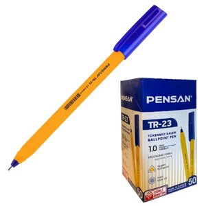 Ручка шариковая масляная Pensan ТR-23, узел-игла 1.0 мм, трёхгранная, чернила синие