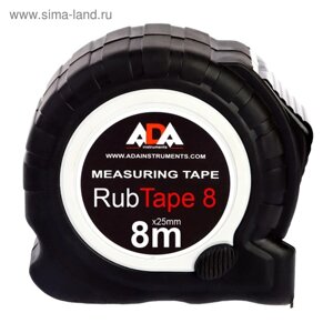 Рулетка ADA RubTape 8, сталь, с двумя СТОПами, 8 м х 25 мм