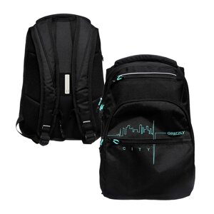 Рюкзак молодёжный 43 х 31 х 20 см, Grizzly, эргономичная спинка, отделение для ноутбука, чёрный