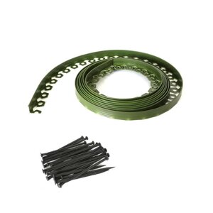 Садовый пластиковый бордюр, 38 мм, зелёный, 10 м + 30 кольев, «Манго»