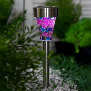 Садовый светильник на солнечной батарее «Фиолетовый витраж», 7 38.5 7 см, 1 LED, свечение белое