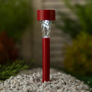 Садовый светильник на солнечной батарее «Красная трапеция», 4.5 30 4.5 см, 1 LED, свечение белое
