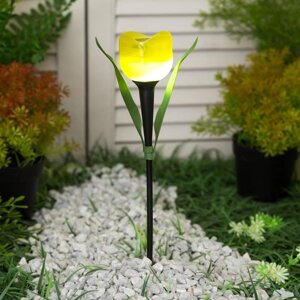 Садовый светильник Uniel «Жёлтый тюльпан» на солнечной батарее, 5 30 5 см, свечение белое