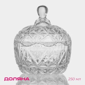 Сахарница стеклянная Доляна «Льдинка», 250 мл, 1012 см, с крышкой