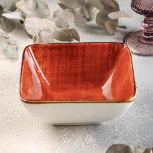 Салатник керамический квадратный «Сапфир», 145,5 см, цвет оранжевый