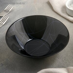 Салатник стеклянный «Линеа Блэк», 450 мл, d=16,2 см, упрочнённый, цвет чёрный
