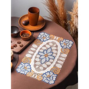 Салфетка ажурная для стола «Витая», 4530 см, цвет металлик сине-оранжевый
