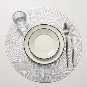 Салфетка сервировочная на стол «Гипноз», d=38 см, цвет серебро
