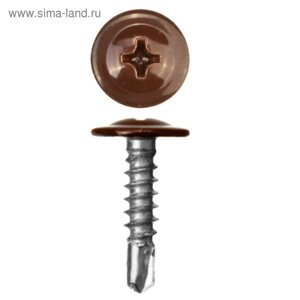Саморезы ПШМ-С со сверлом для листового металла "ЗУБР", RAL-8017, цвет шоколадно-коричневый, 16х4.2