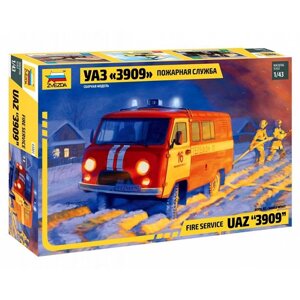 Сборная модель-автомобиль «УАЗ 3909 Пожарная служба» Звезда, 1/43,43001)
