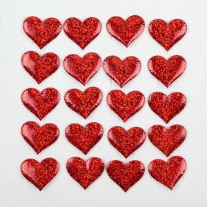 Сердечки декоративные, набор 20 шт., размер 1 шт: 3,52,5 см, цвет красный
