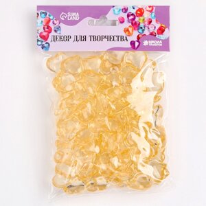 Сердечки пластиковые декоративные, набор 100 шт., размер 1 шт. 2 2 см, цвет золотой