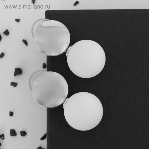 Серьги ассорти «Снежок» диск, цвет белый в серебре