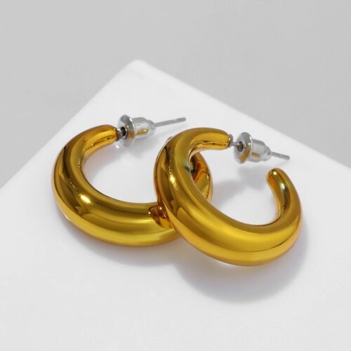 Серьги-кольца «Линия» объемная, цвет золото, d=2,5 см