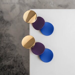 Серьги металл «Азелия» выгнутые круги, цвет фиолетово-синий в золоте